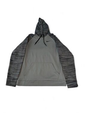 Men large Nike Dri fit Gray Hoodie Patterned Sleeves